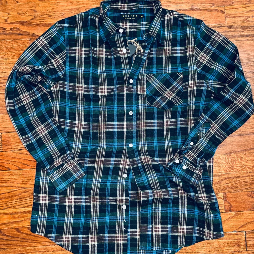 Activa Blue and Black Plaid unisex  Shirt